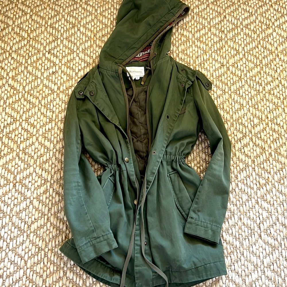 Bcbgeneration, Army Green Jacket With Patterned H… - image 1